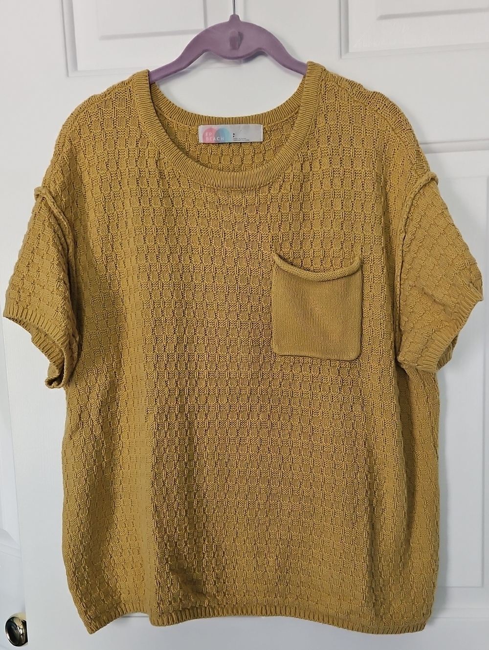 FP Beach Mustard Textured Knit Crewneck
